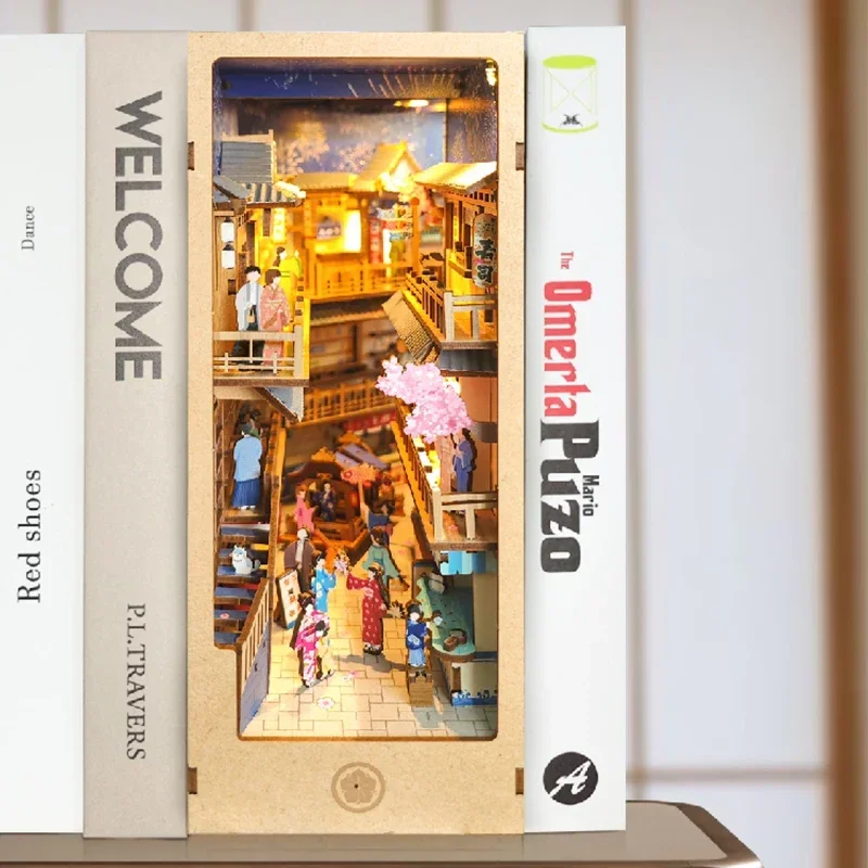 Diy Wooden Book Nook Kit Shelf Insert - Inserto per scaffale per angolo di
