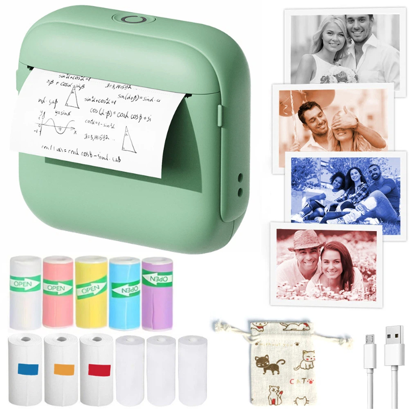 Mini Pocket Thermal Printer Paper Roll - Mini stampante termica Bluetooth tascabile senza